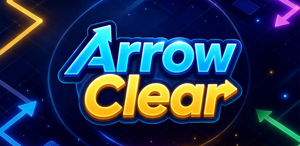 Arrow Clear — neon arrow puzzle branding